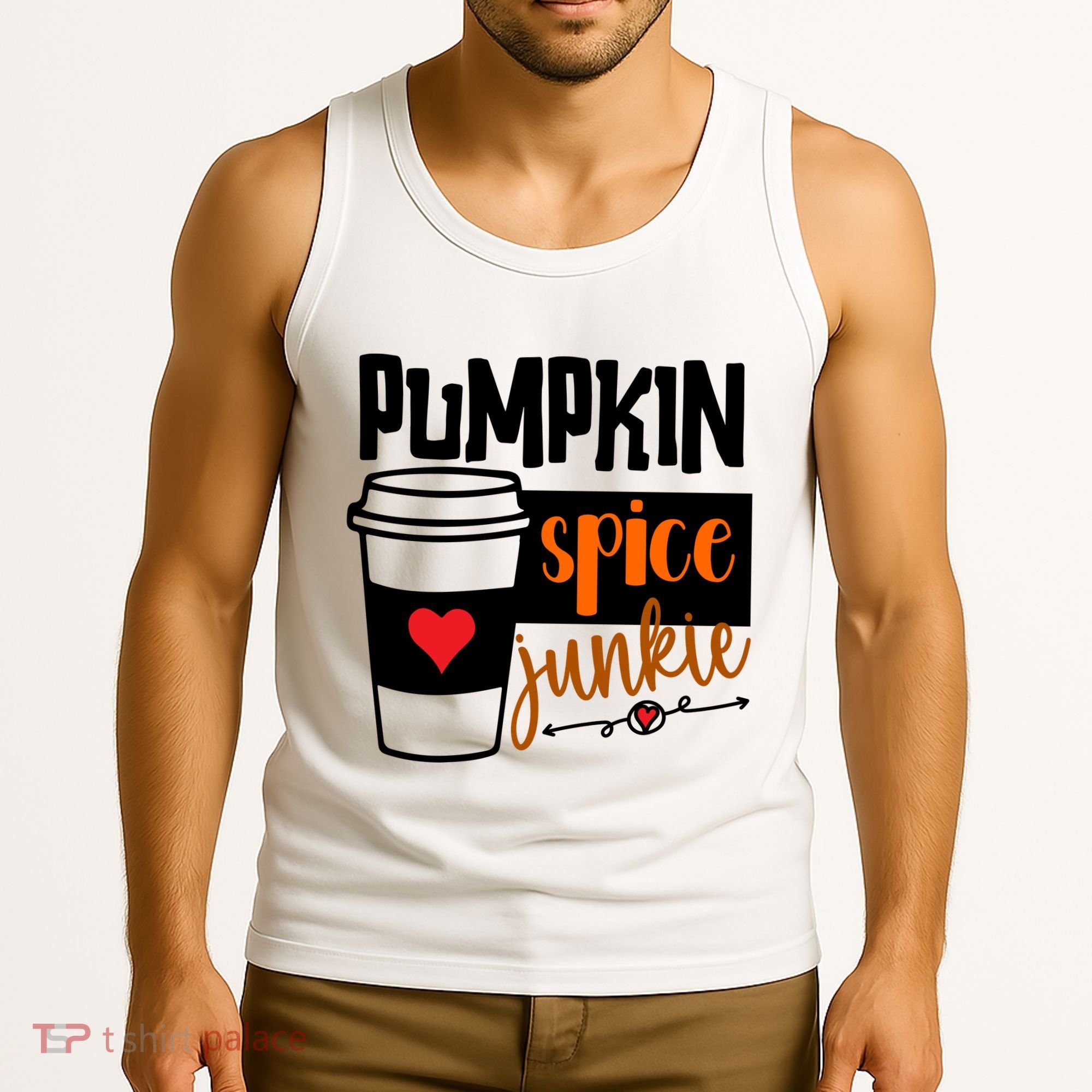 Pumpkin Spice Junkie Coffee Lover Heart Tank Top