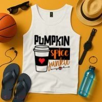 Pumpkin Spice Junkie Coffee Lover Heart Tank Top thumb 4