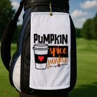 Pumpkin Spice Junkie Coffee Lover Heart Golf Towel thumb 2