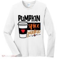 Pumpkin Spice Junkie Coffee Lover Heart Women's Long Sleeve Shirt thumb 0