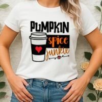 Pumpkin Spice Junkie Coffee Lover Heart Women's T-Shirt thumb 2