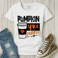 Pumpkin Spice Junkie Coffee Lover Heart Women's T-Shirt thumb 3
