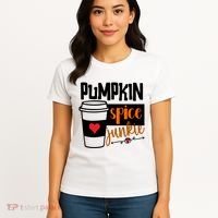 Pumpkin Spice Junkie Coffee Lover Heart Women's T-Shirt thumb 4