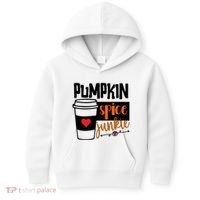 Pumpkin Spice Junkie Coffee Lover Heart Kids Hoodie thumb 0