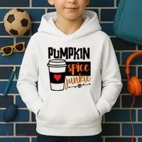 Pumpkin Spice Junkie Coffee Lover Heart Kids Hoodie thumb 2