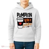 Pumpkin Spice Junkie Coffee Lover Heart Kids Hoodie thumb 4