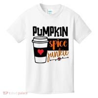 Pumpkin Spice Junkie Coffee Lover Heart Kids T-Shirt thumb 0