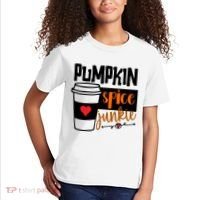 Pumpkin Spice Junkie Coffee Lover Heart Kids T-Shirt thumb 2