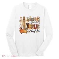 Pumpkin Spice Jesus Christ Funny Fall Thanksgiving Christian Long Sleeve Shirt thumb 0