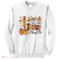 Pumpkin Spice Jesus Christ Funny Fall Thanksgiving Christian Sweatshirt thumb 0