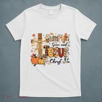 Pumpkin Spice Jesus Christ Funny Fall Thanksgiving Christian T-Shirt thumb 5