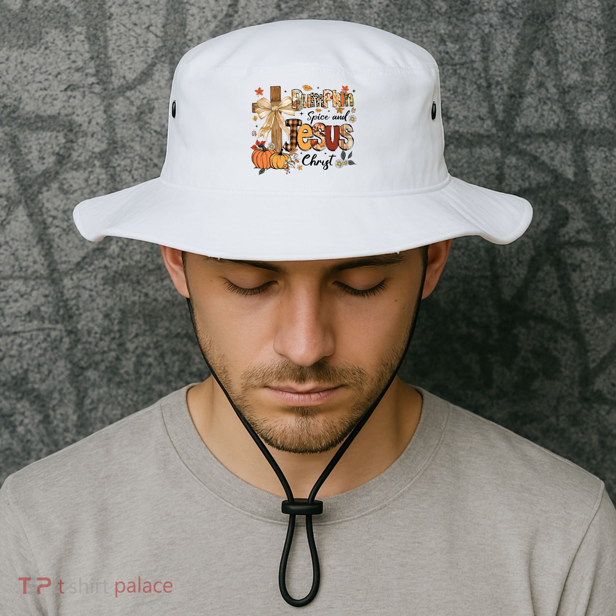 Pumpkin Spice Jesus Christ Funny Fall Thanksgiving Christian Bucket Hat