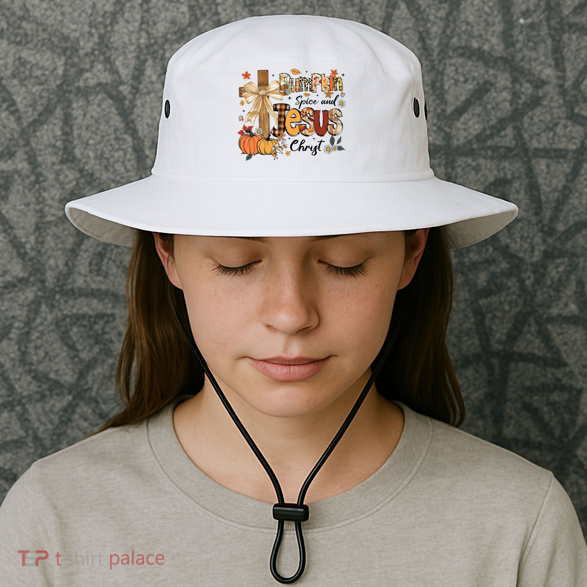 Pumpkin Spice Jesus Christ Funny Fall Thanksgiving Christian Bucket Hat