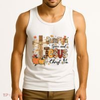 Pumpkin Spice Jesus Christ Funny Fall Thanksgiving Christian Tank Top thumb 3