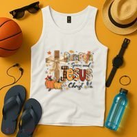 Pumpkin Spice Jesus Christ Funny Fall Thanksgiving Christian Tank Top thumb 4