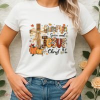 Pumpkin Spice Jesus Christ Funny Fall Thanksgiving Christian Women's T-Shirt thumb 2