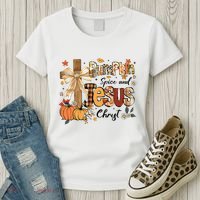 Pumpkin Spice Jesus Christ Funny Fall Thanksgiving Christian Women's T-Shirt thumb 3
