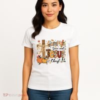 Pumpkin Spice Jesus Christ Funny Fall Thanksgiving Christian Women's T-Shirt thumb 4