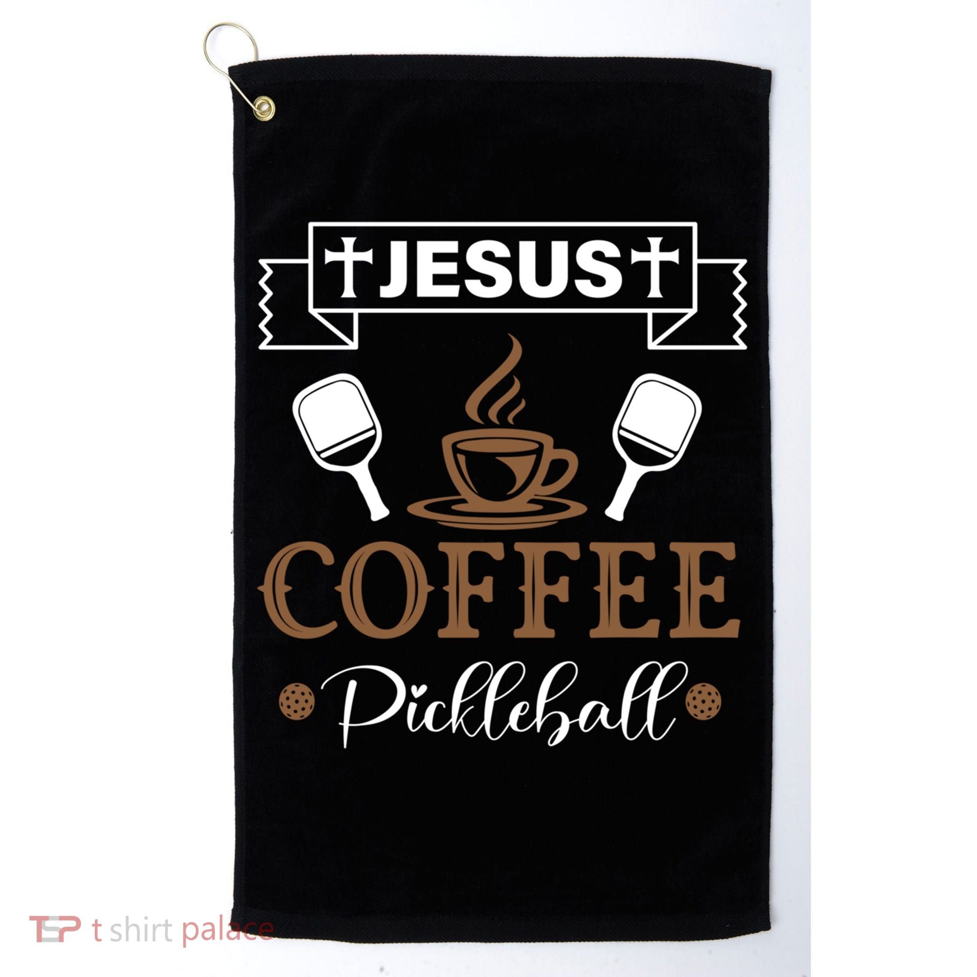 Pickleball Sports Jesus Coffee Pickleball Gift Golf Towel