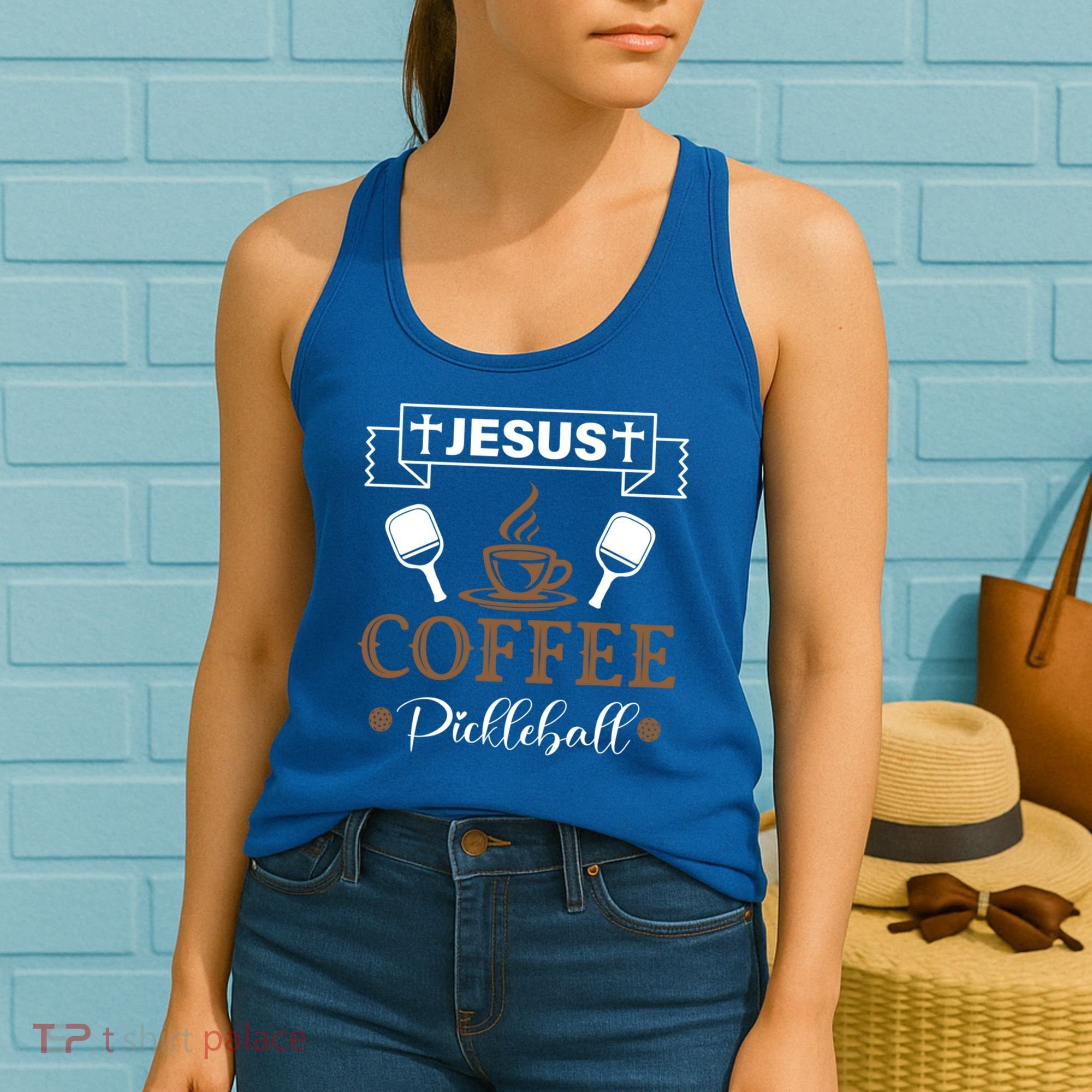 Pickleball Sports Jesus Coffee Pickleball Gift Women's Tank Top