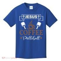 Pickleball Sports Jesus Coffee Pickleball Gift Kids T-Shirt thumb 0