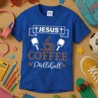 Pickleball Sports Jesus Coffee Pickleball Gift Kids T-Shirt thumb 3