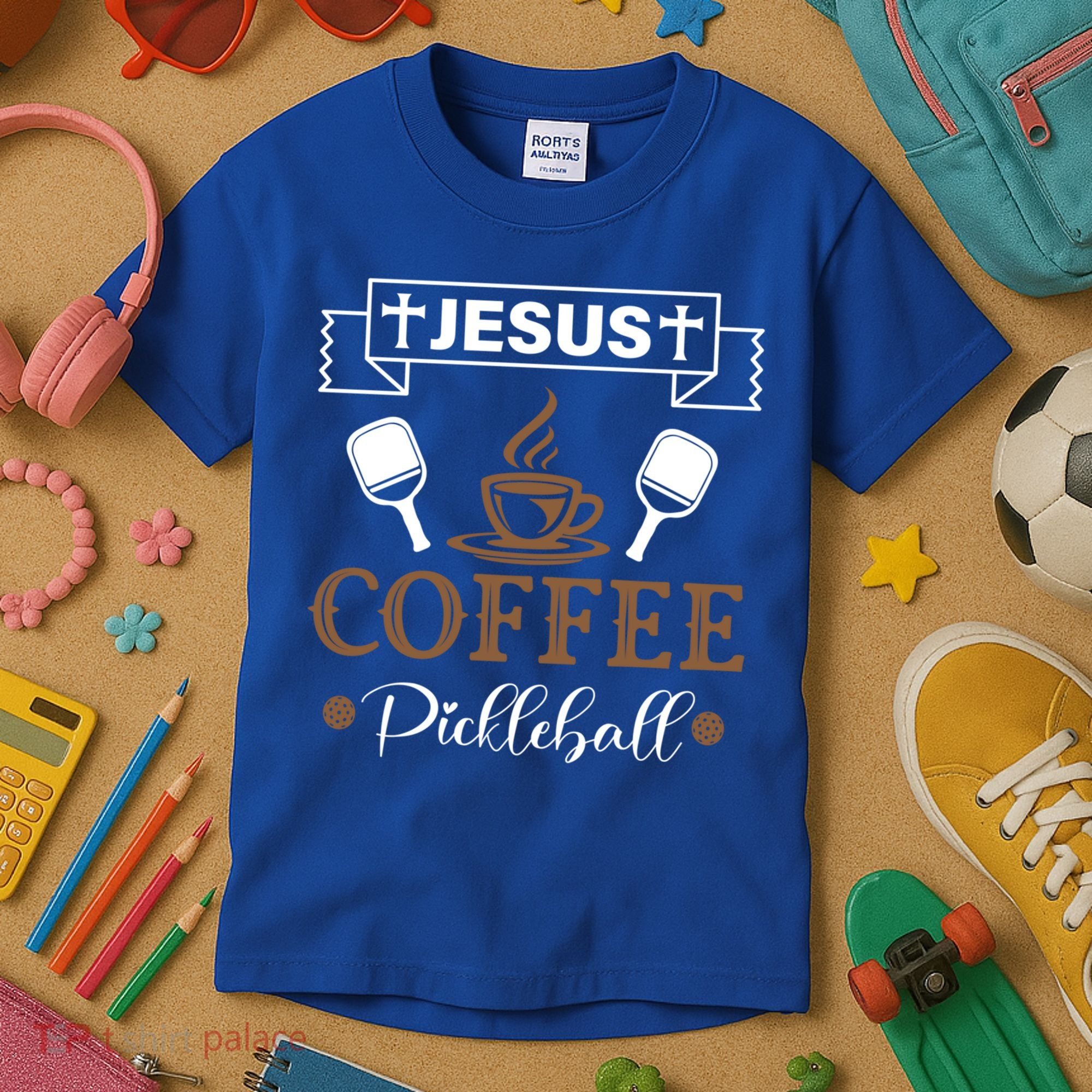 Pickleball Sports Jesus Coffee Pickleball Gift Kids T-Shirt