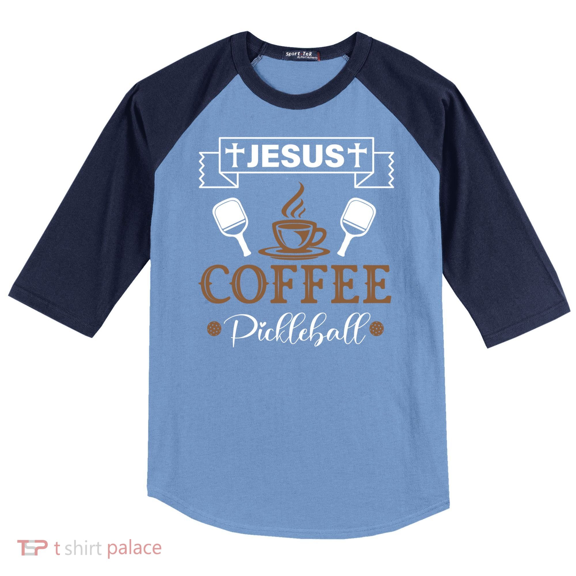Pickleball Sports Jesus Coffee Pickleball Gift Raglan Baseball Sleeve Shirt