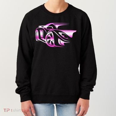 Pink Stylized JDM Drifting Car Design Women's Sweatshirt