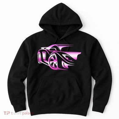 Pink Stylized JDM Drifting Car Design Hoodie