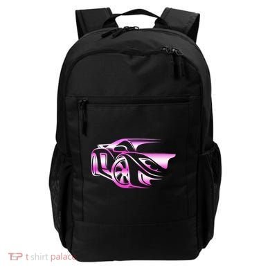 Pink Stylized JDM Drifting Car Design Backpack