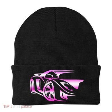 Pink Stylized JDM Drifting Car Design Beanie