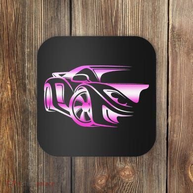 Pink Stylized JDM Drifting Car Design Coaster