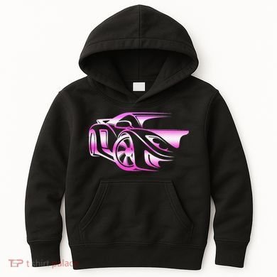 Pink Stylized JDM Drifting Car Design Kids Hoodie