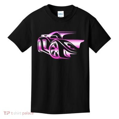 Pink Stylized JDM Drifting Car Design Kids T-Shirt