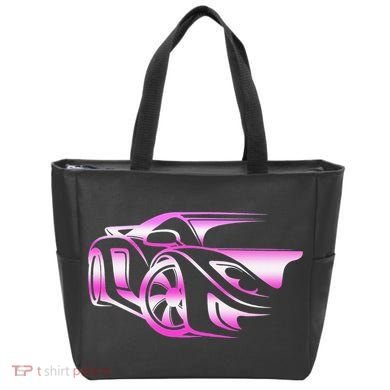 Pink Stylized JDM Drifting Car Design Tote Bag