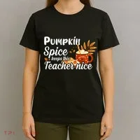 Pumpkin Spice Keeps This Teacher Nice T-Shirt thumb 4