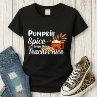 Pumpkin Spice Keeps This Teacher Nice Women's T-Shirt thumb 3