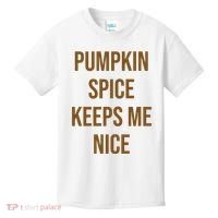 Pumpkin Spice Keeps Me Nice Funny Fall Kids T-Shirt thumb 0