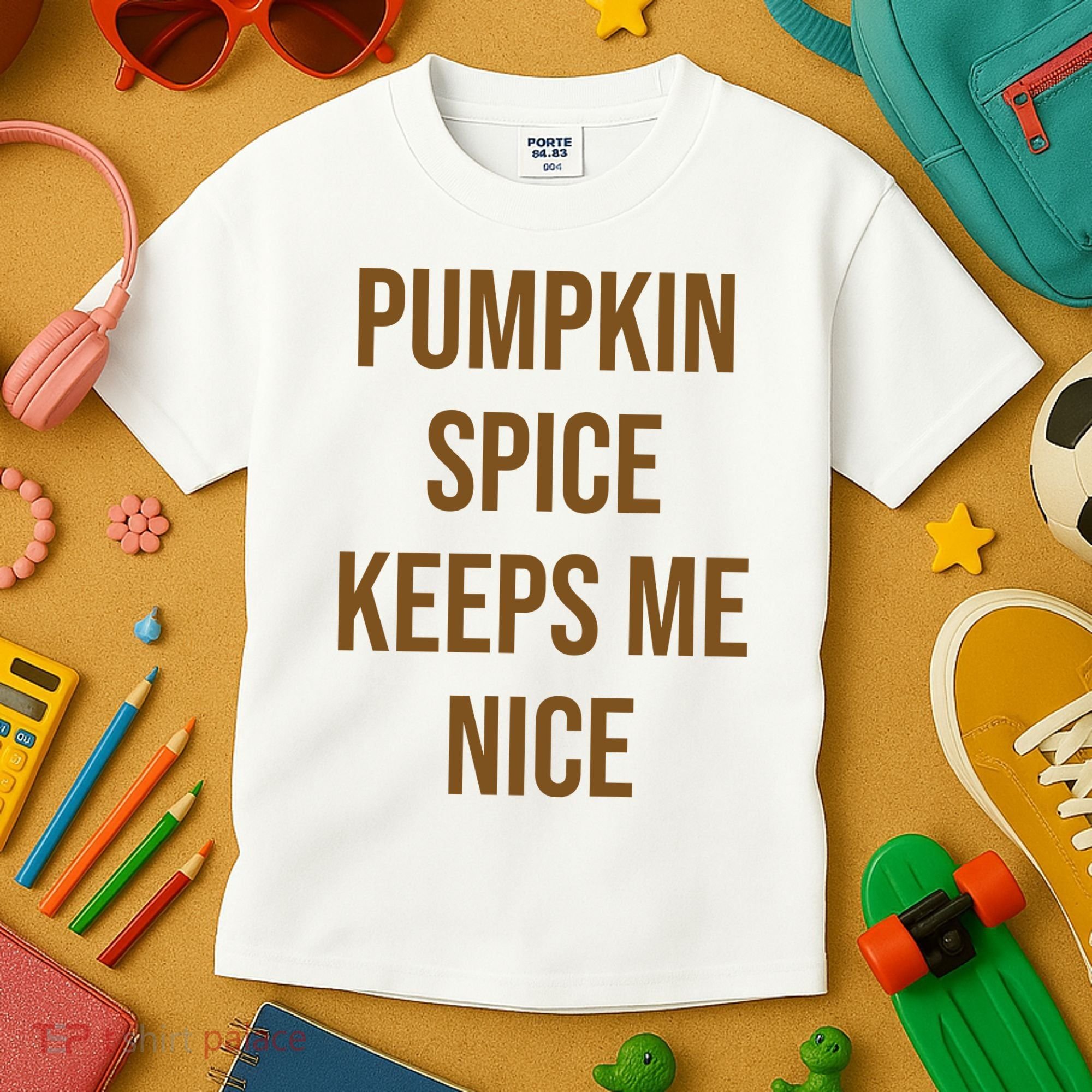 Pumpkin Spice Keeps Me Nice Funny Fall Kids T-Shirt