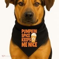Pumpkin Spice Keeps Me Nice Coffee Lover Holiday USA-Made Doggie Bandana thumb 1
