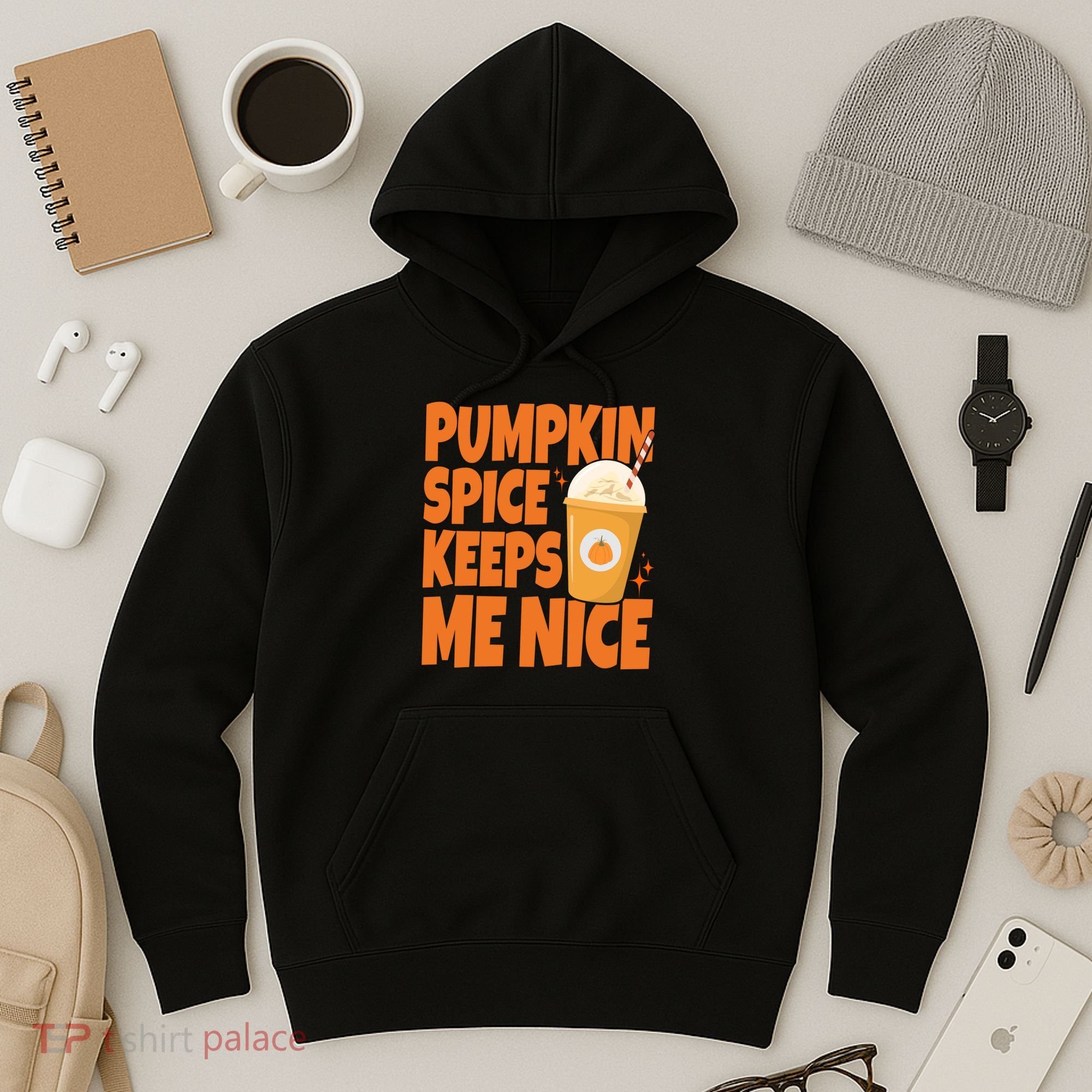 Pumpkin Spice Keeps Me Nice Coffee Lover Holiday Hoodie