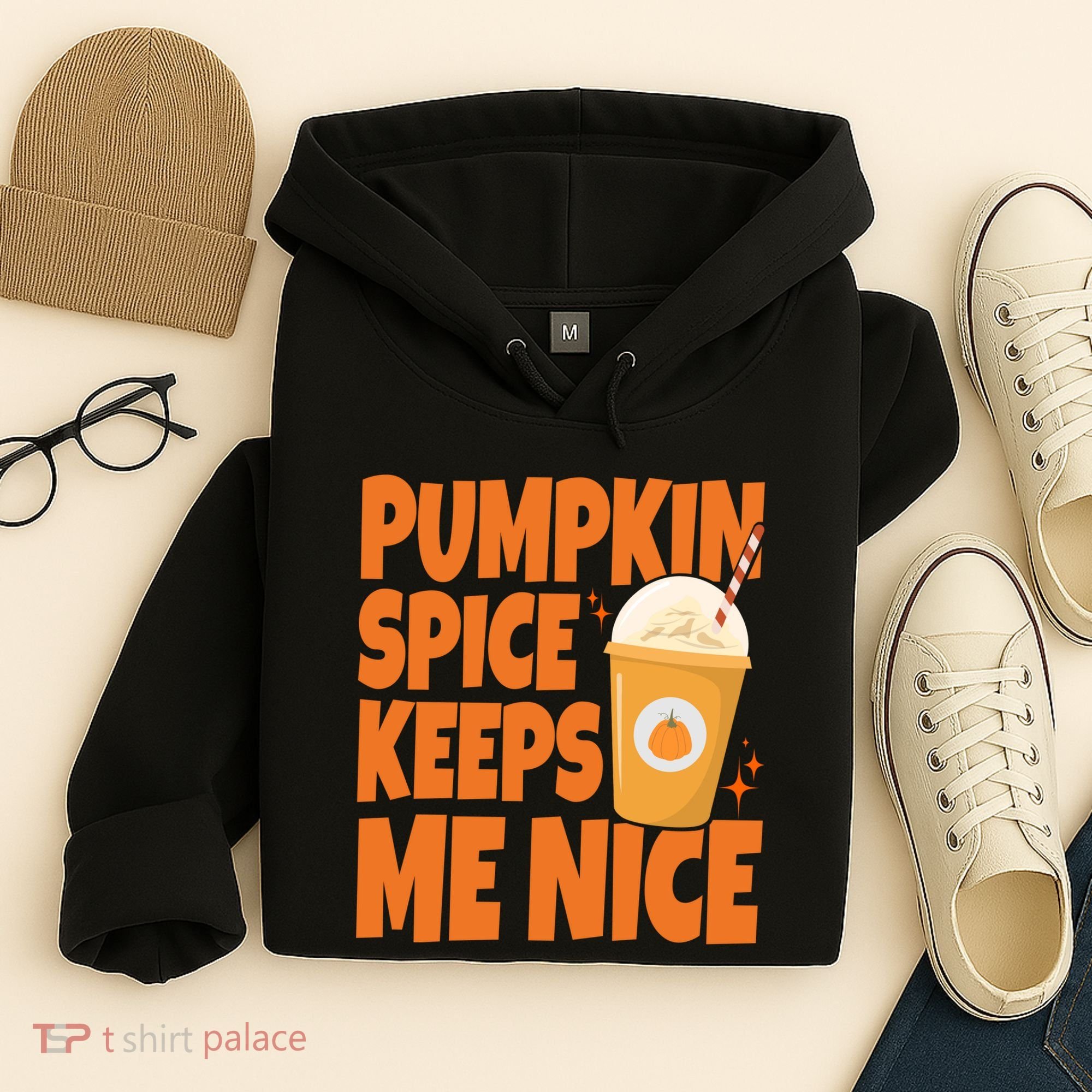 Pumpkin Spice Keeps Me Nice Coffee Lover Holiday Hoodie