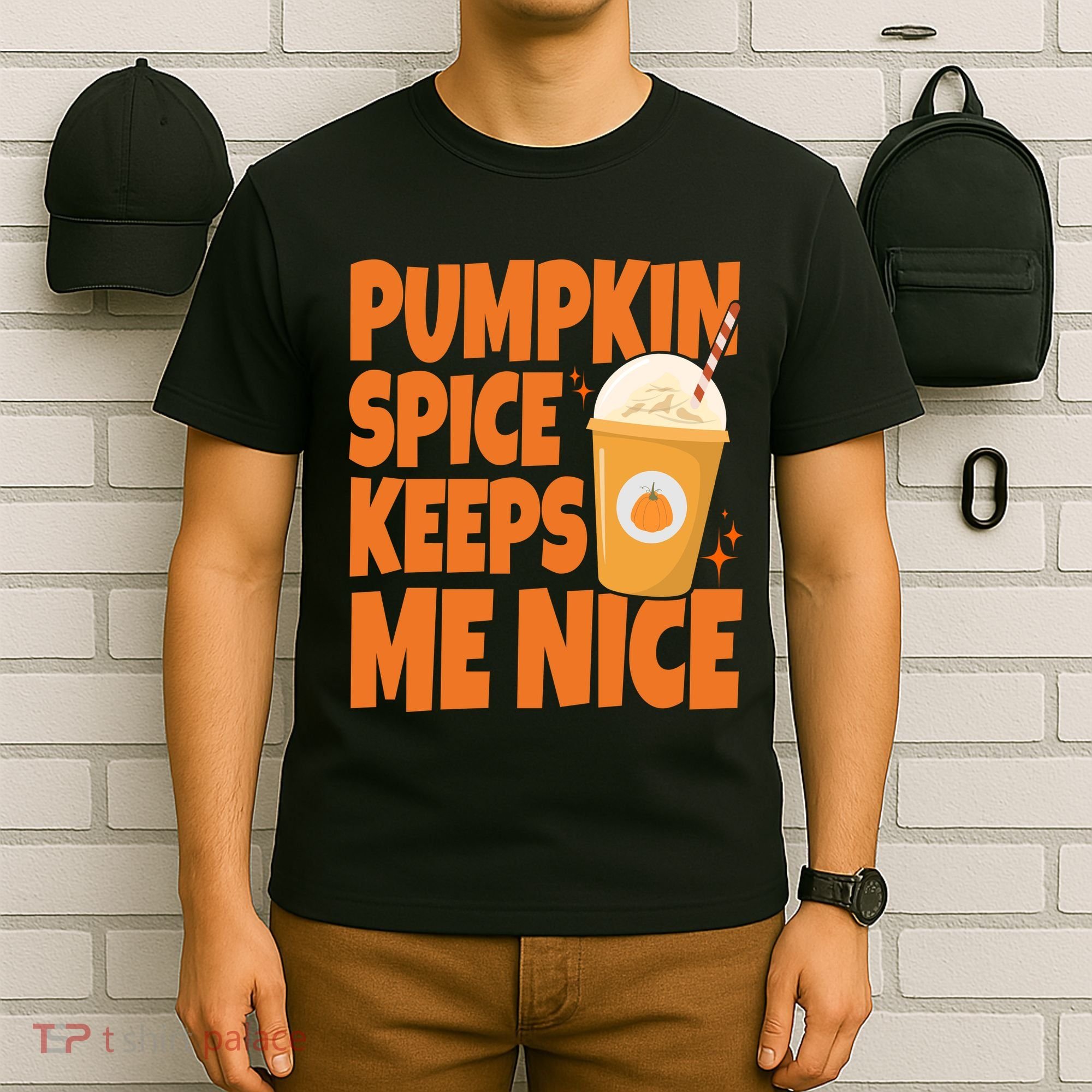 Pumpkin Spice Keeps Me Nice Coffee Lover Holiday T-Shirt