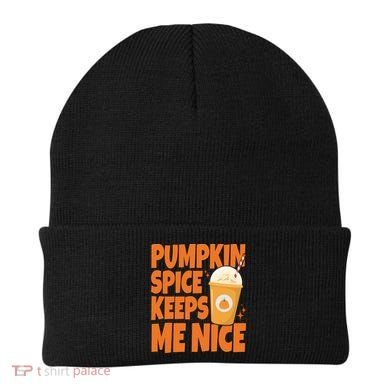 Pumpkin Spice Keeps Me Nice Coffee Lover Holiday Beanie