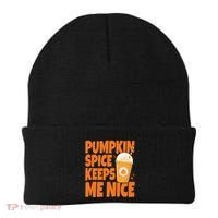 Pumpkin Spice Keeps Me Nice Coffee Lover Holiday Beanie thumb 0