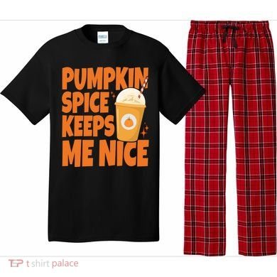 Pumpkin Spice Keeps Me Nice Coffee Lover Holiday Pajama Set