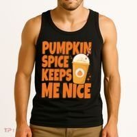 Pumpkin Spice Keeps Me Nice Coffee Lover Holiday Tank Top thumb 3