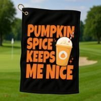 Pumpkin Spice Keeps Me Nice Coffee Lover Holiday Golf Towel thumb 1