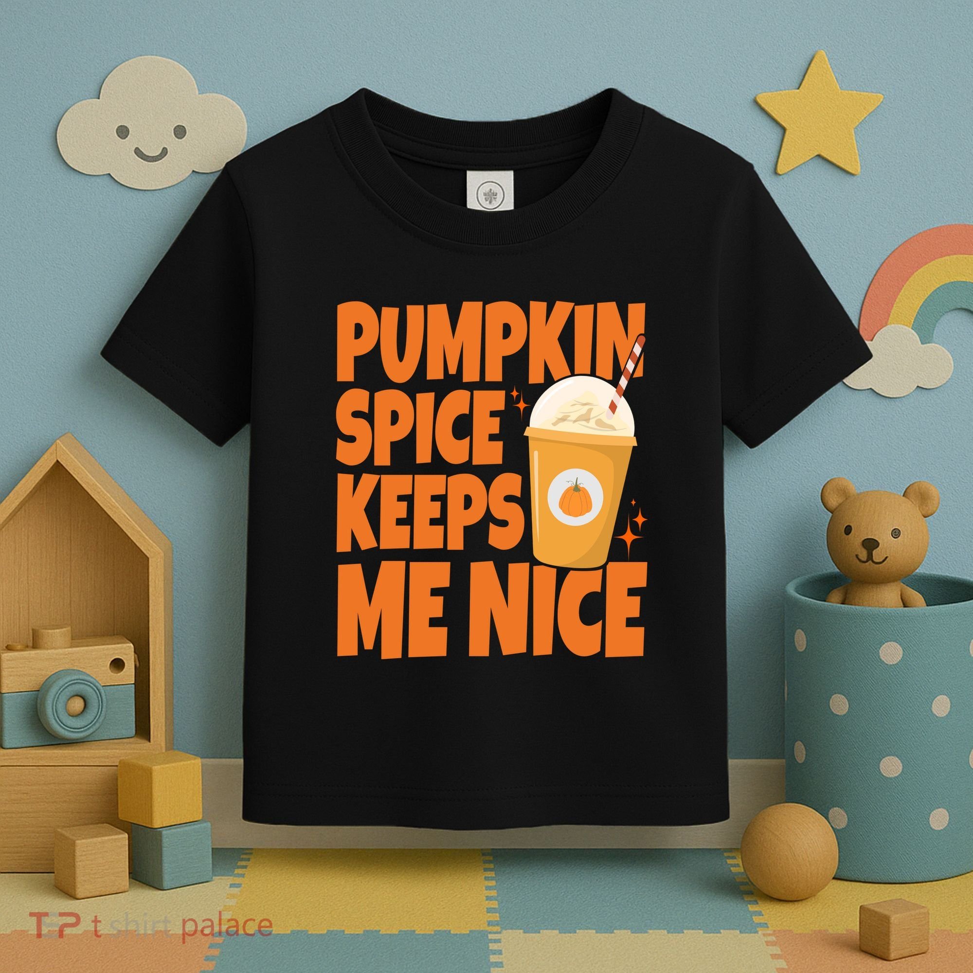 Pumpkin Spice Keeps Me Nice Coffee Lover Holiday Toddler T-Shirt